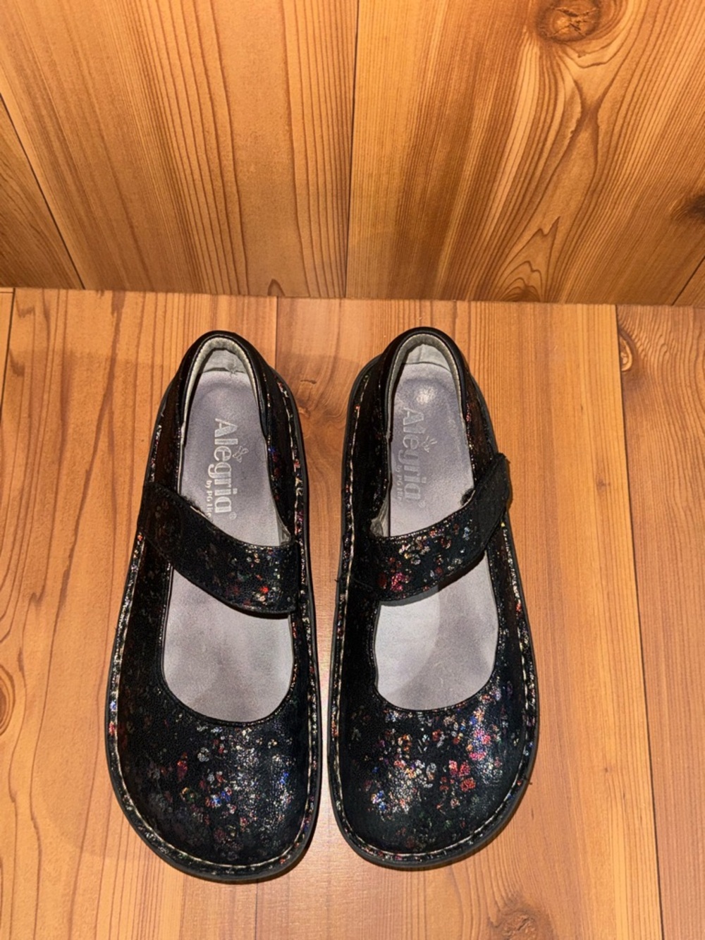Alegria Black Multicolor Sparkle Mary Jane Flats - Picture 2 of 13